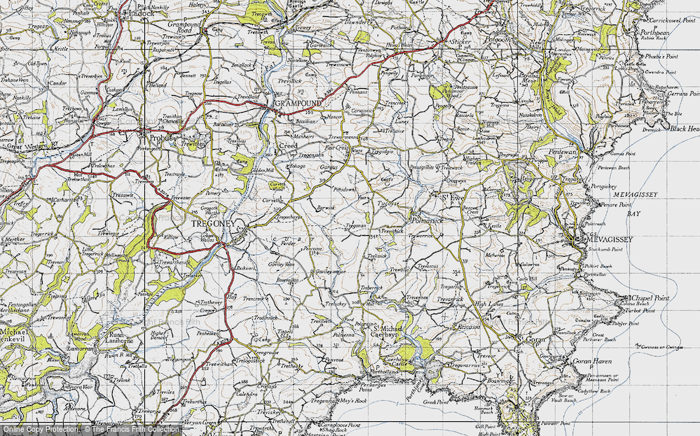 Old Map of Historic Map covering Barwick in 1946
