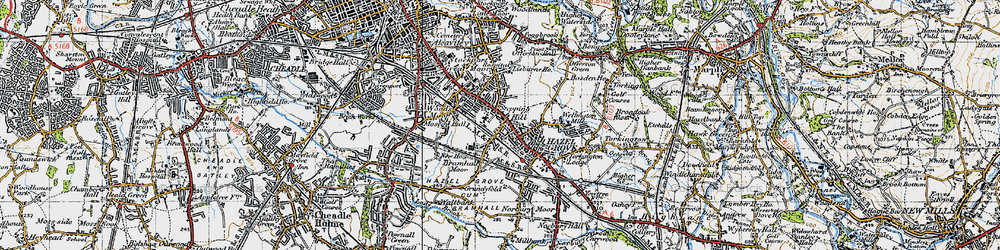 Old map of Stepping Hill in 1947