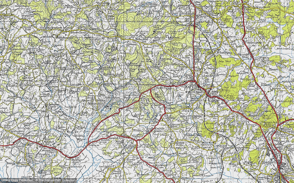 Old Map of Historic Map covering Beechdown Wood in 1940