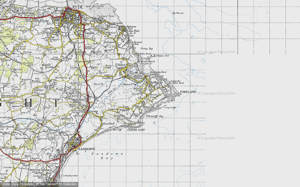 Old Map of Historic Map covering Bembridge Airport in 1945