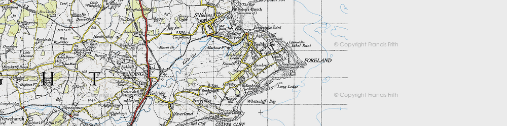 Old map of Bembridge Harbour in 1945
