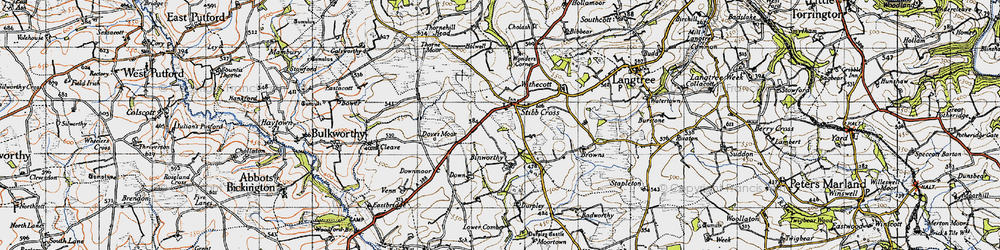 Old map of Stibb Cross in 1946