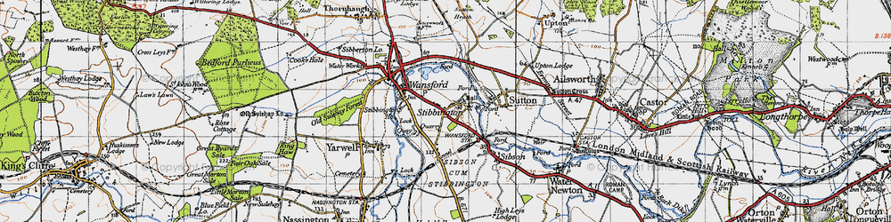 Old map of Stibbington in 1946