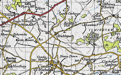 Old map of Sticklepath in 1945