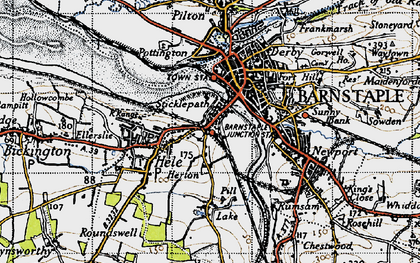 Old map of Sticklepath in 1946