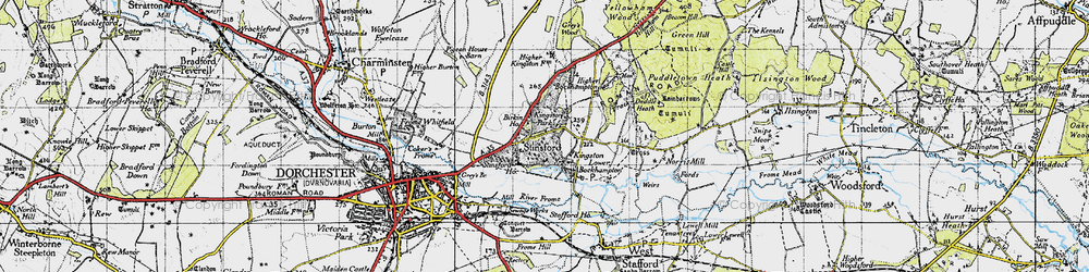 Old map of Stinsford in 1945
