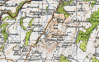 Old map of Stiperstones in 1947