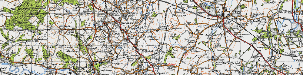 Old map of Stirchley in 1946