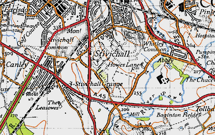 Old map of Stivichall in 1946