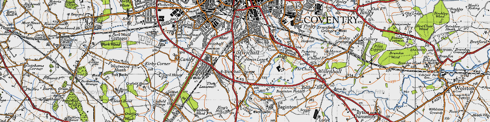 Old map of Stivichall in 1946