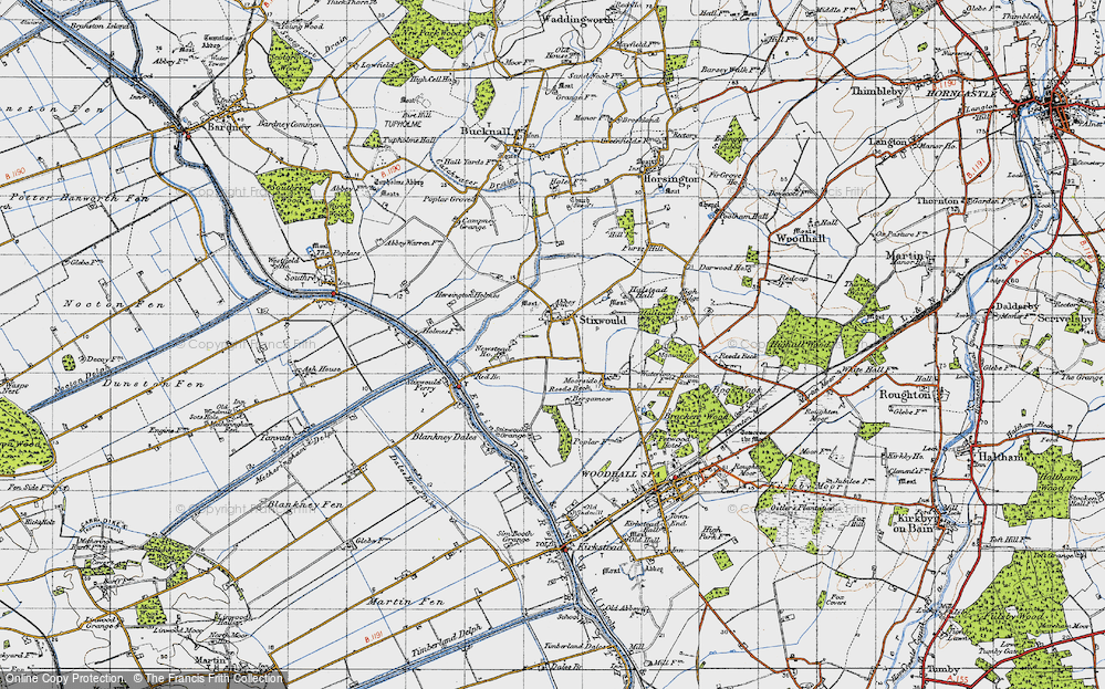 Old Map of Historic Map covering Reeds Beck in 1946