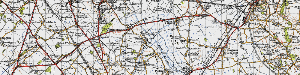 Old map of Stoak in 1947