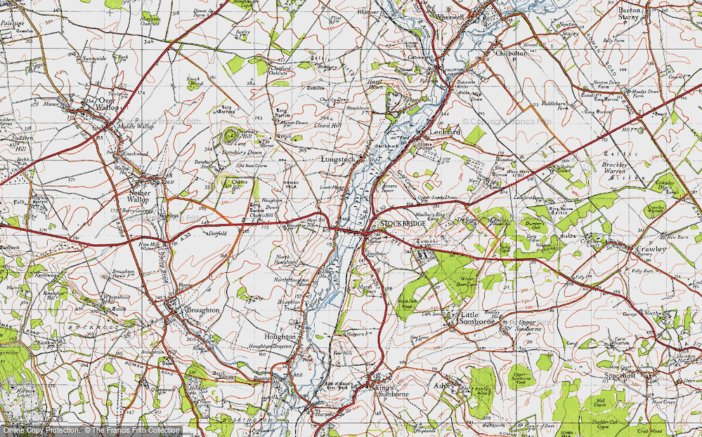Old Map of Historic Map covering Houghton Down in 1945