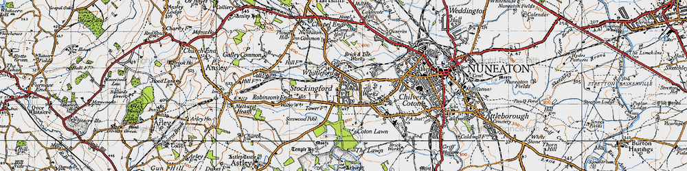 Old map of Stockingford in 1946