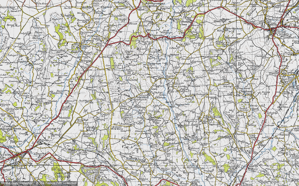 Old Map of Historic Map covering Yartyford in 1946