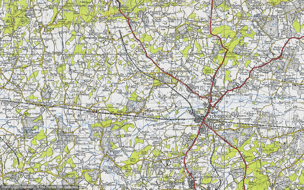 Old Map of Historic Map covering Tips Cross in 1946