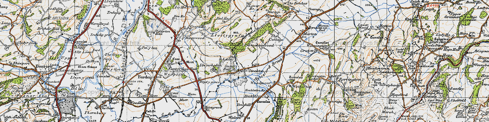 Old map of Aylesford Brook in 1947