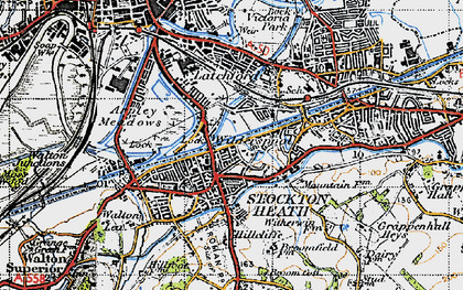Old map of Stockton Heath in 1947