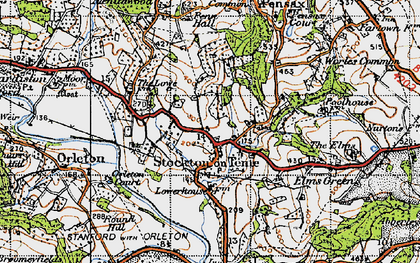 Old map of Stockton on Teme in 1947