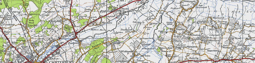 Old map of Stodmarsh in 1947