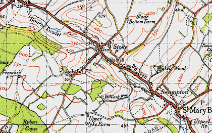 Old map of Stoke in 1945