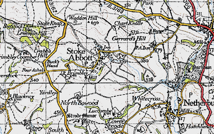 Old map of Stoke Abbott in 1945
