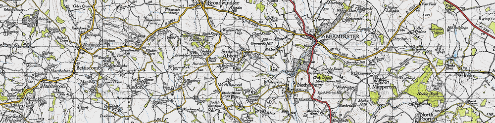 Old map of Stoke Abbott in 1945