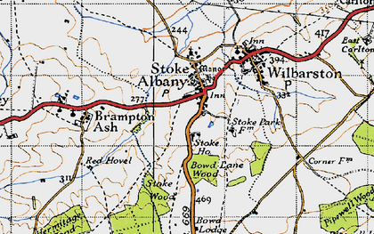 Old map of Stoke Albany in 1946