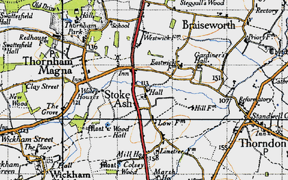 Old map of Stoke Ash in 1946