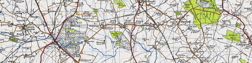 Old map of Stoke Bruerne in 1946