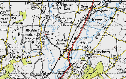 Old map of Stoke Canon in 1946