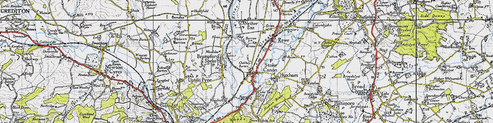 Old map of Stoke Canon in 1946
