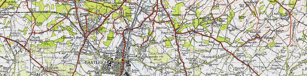 Old map of Stoke Common in 1945
