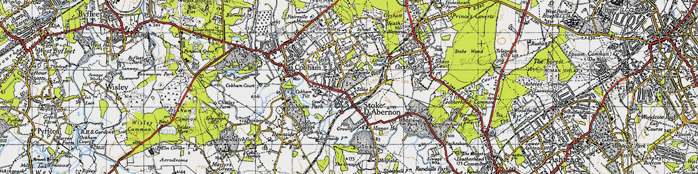 Old map of Stoke D'Abernon in 1945