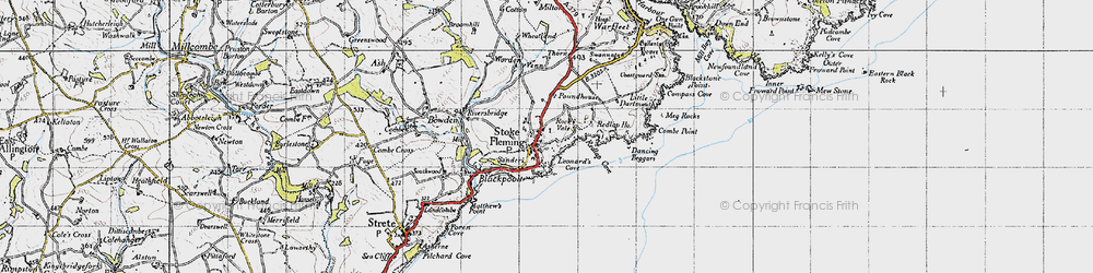 Old map of Stoke Fleming in 1946