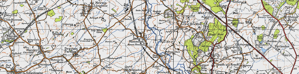 Old map of Stoke Hammond in 1946