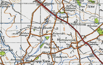 Old map of Stoke Heath in 1947