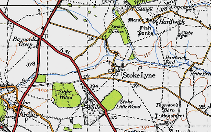 Old map of Stoke Lyne in 1946