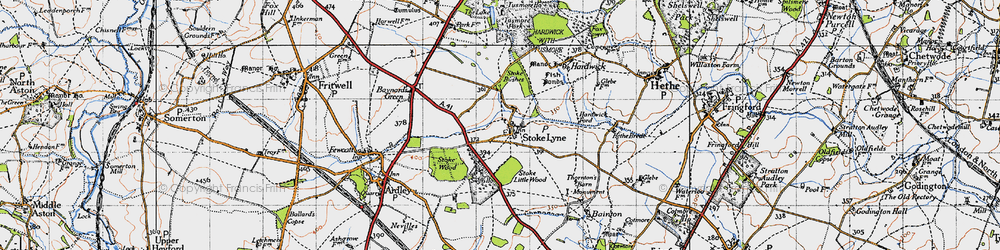 Old map of Stoke Lyne in 1946