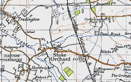 Old map of Stoke Orchard in 1946