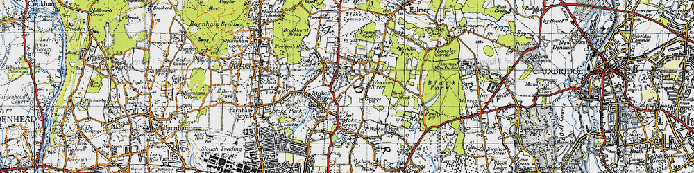 Old map of Stoke Poges in 1945