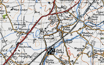 Old map of Stoke Prior in 1947
