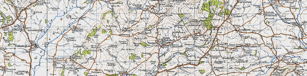 Old map of Bockleton Brook in 1947