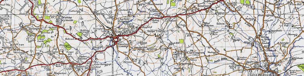 Old map of Stoke Trister in 1945