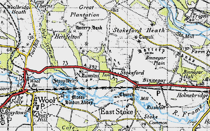 Old map of Stokeford in 1945