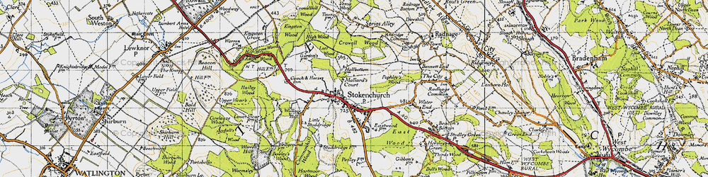 Old map of Stokenchurch in 1947