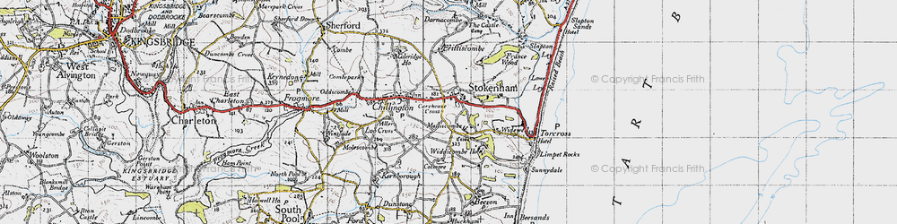Old map of Stokenham in 1946