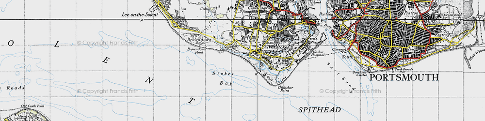 Old map of Stokes Bay in 1945