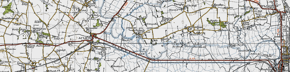 Old map of Stokesby in 1945