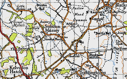 Old map of Stondon Massey in 1946